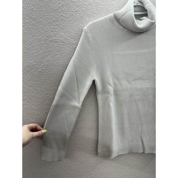Orvis Womens Sweater Size Medium Gray Ribbed Knit Turtleneck Long Sleeve - Picture 2 of 11
